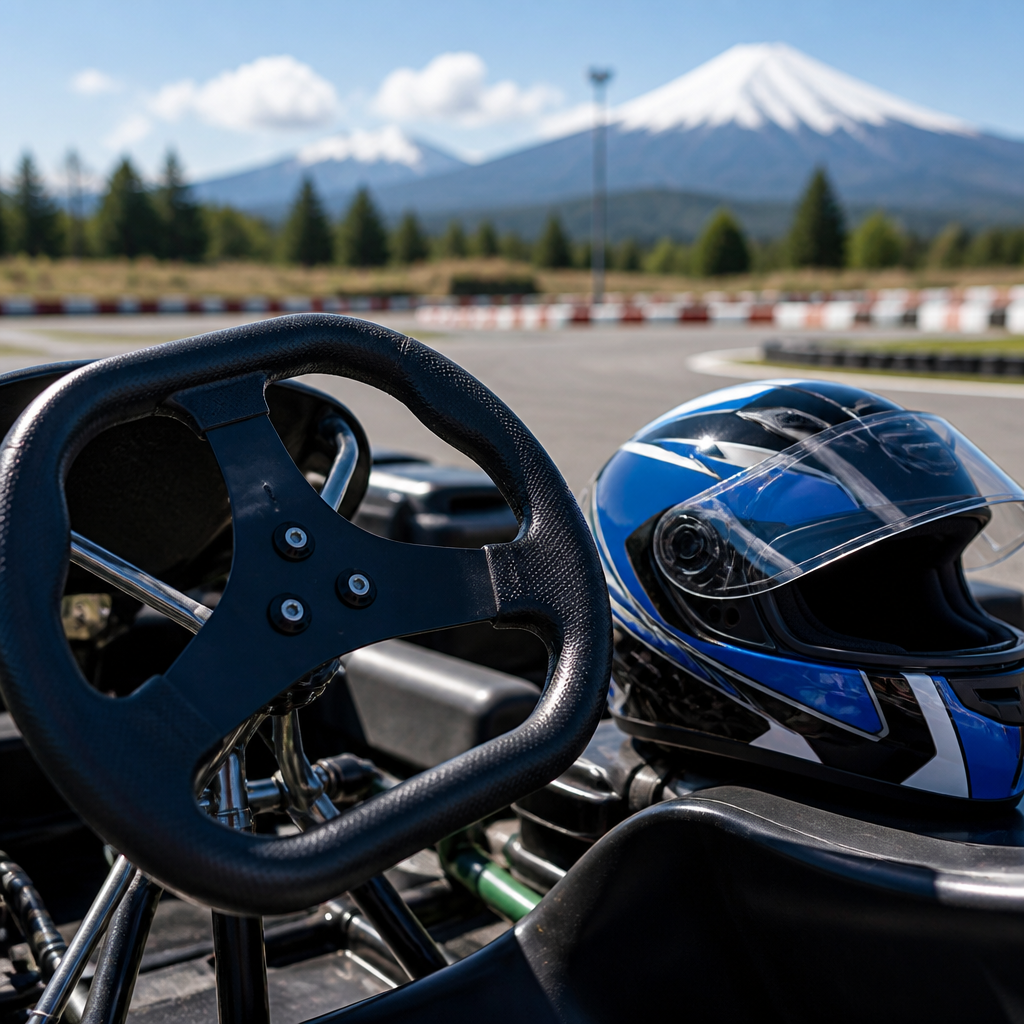 Volante y casco listos en la pista de Pucón